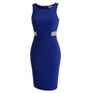 Scarlett Bella Electric Blue Sheath Dress Rhinestone Cutout Waist Mobwife Sz 10